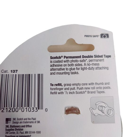 Scotch Double-Sided Tape w/ Dispenser 1/2 in x 450 in Photo Safe 2 Pack New - Picture 4 of 4